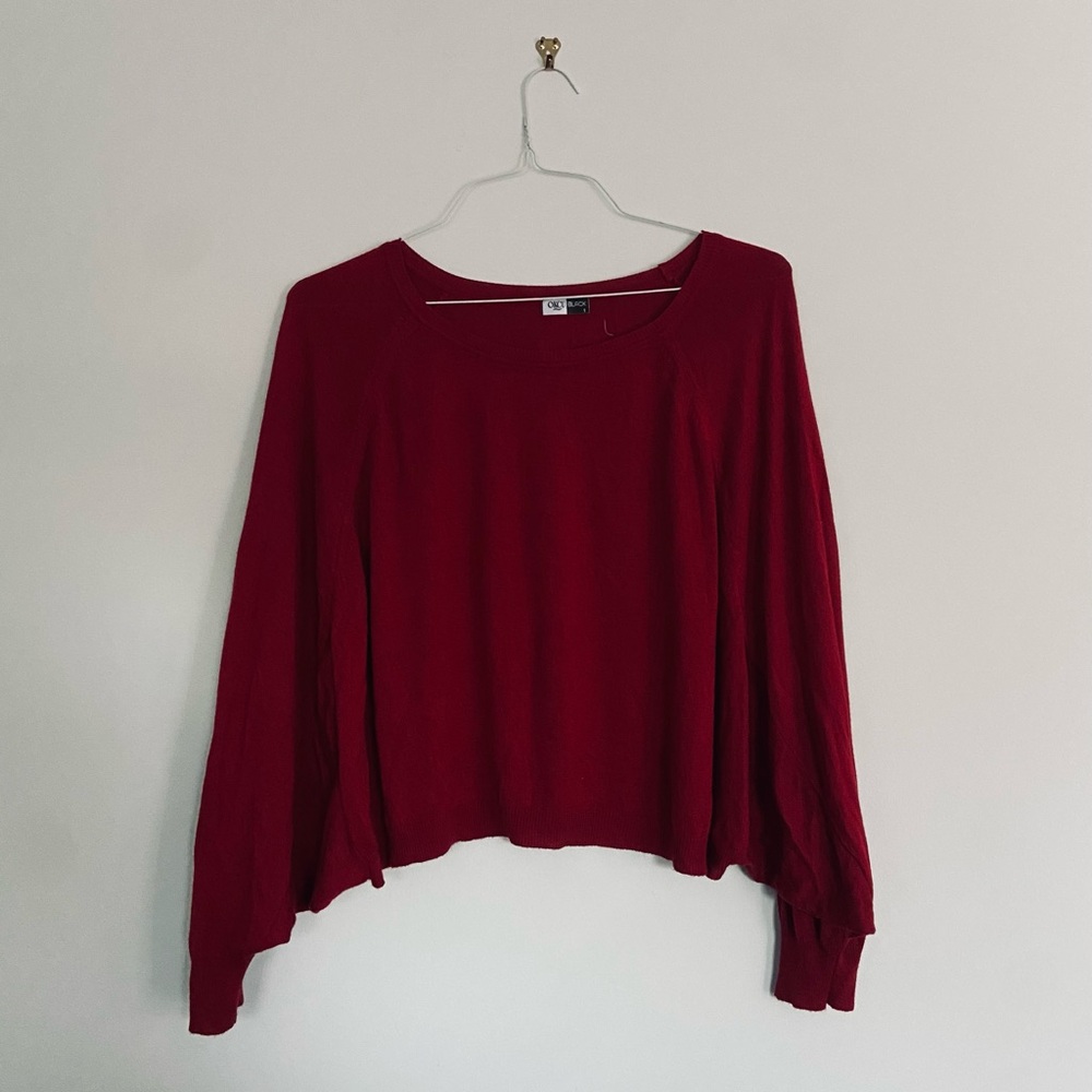 OKCU BLACK Red Attached-Sleeves Cardigan | Size 1 (S-M)